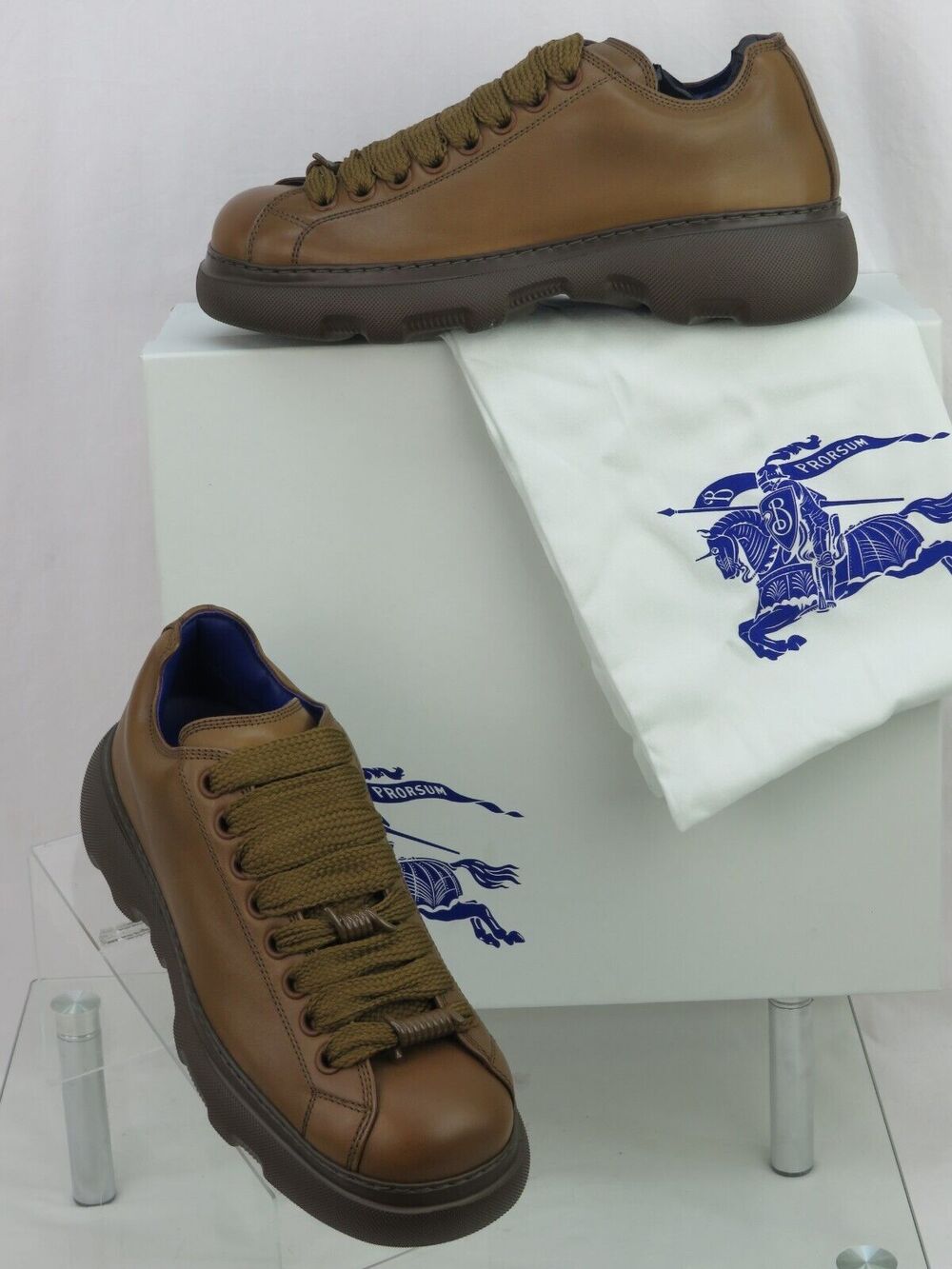 NIB BURBERRY RANGER DARK BROWN LEATHER LACE UP HIKING BOOTS US 9 42 ITALY $1K